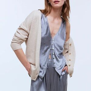 Madewell Grey Satin Cutaway Vest Top